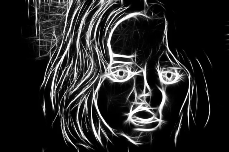 Ilustrasi wajah seseorang berwarna hitam putih