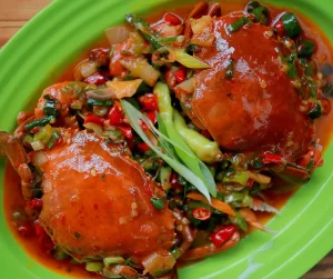 ilustrasi kepiting saus tiram