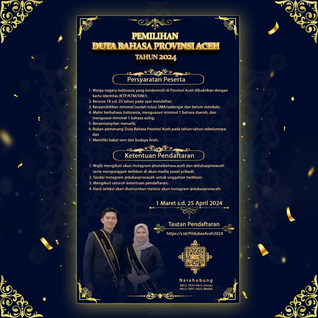 pemilihan duta bahasa provinsi aceh 2024 diperpanjang 2